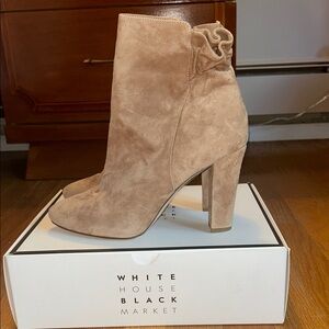 White House Black Market Beige Suede Heeled Boots
